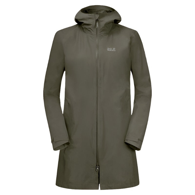 Jack Wolfskin JWP Pack & Go Long Women's Coat - Grape Leaf-Waterproof Jackets for Women-Outback Trading