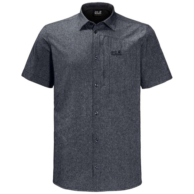 Jack Wolfskin Barrel Stretch Men's Shirt - Night Blue-Shirts & Blouses-Outback Trading