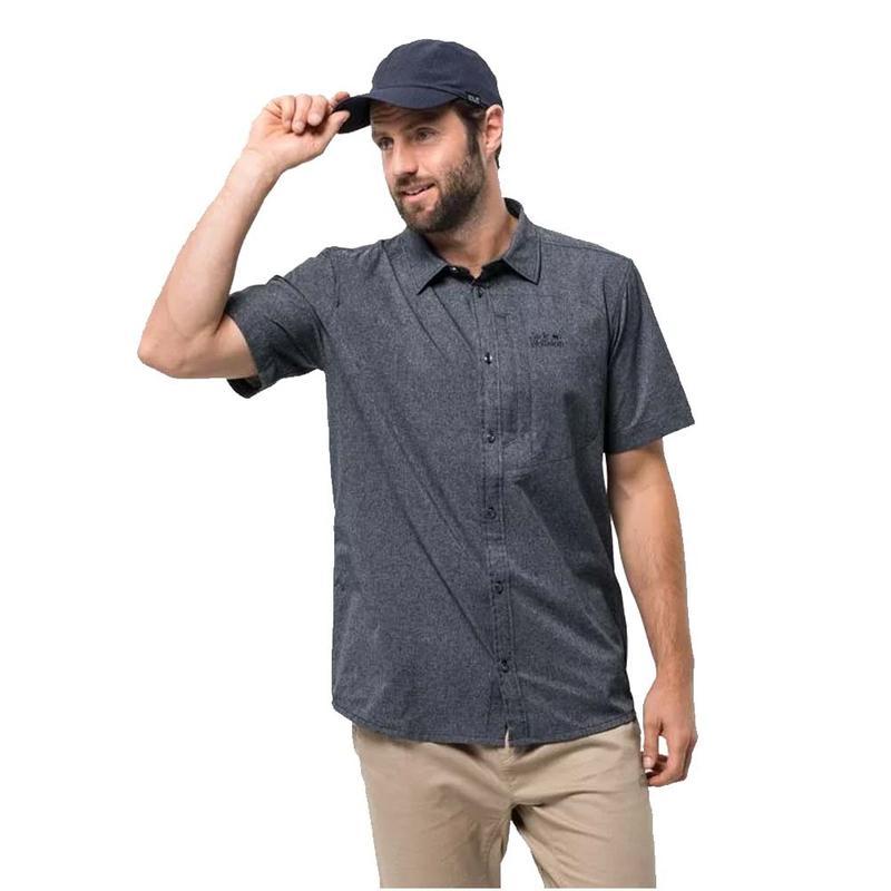 Jack Wolfskin Barrel Stretch Men's Shirt - Night Blue-Shirts & Blouses-Outback Trading