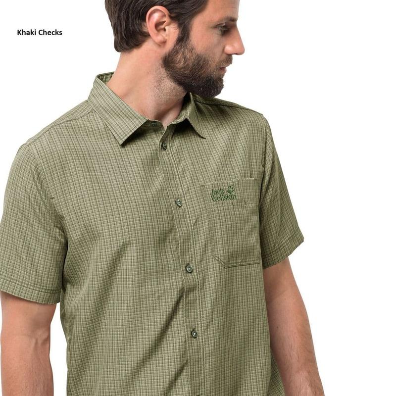 Jack Wolfskin El Dorado Shirt Mens - Khaki Checks-Shirts-Outback Trading