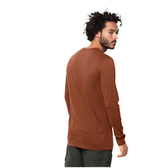 Jack Wolfskin Essential Longsleeve T-Shirt for Men - Copper-Tee Shirts-Outback Trading