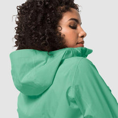 Jack Wolfskin JWP Waterproof Packable Women's Shell Jacket - Pacific Green-Waterproof Jackets for Women-Outback Trading