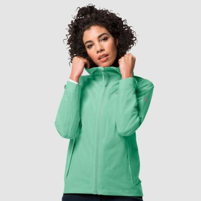 Jack Wolfskin JWP Waterproof Packable Women's Shell Jacket - Pacific Green-Waterproof Jackets for Women-Outback Trading