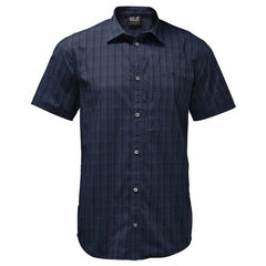 Jack Wolfskin Rays Stretch Men's Shirt - Night Blue Checks-Shirts & Blouses-Outback Trading