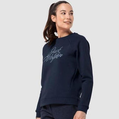 Jack Wolfskin Winter Womens Logo Sweatshirt- Midnight Blue-Sweatshirts-Outback Trading