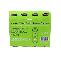 OUTDOOR REVOLUTION 220G PACK OF 4 ISOBUTANE MIX-Gas Canister-Outback Trading