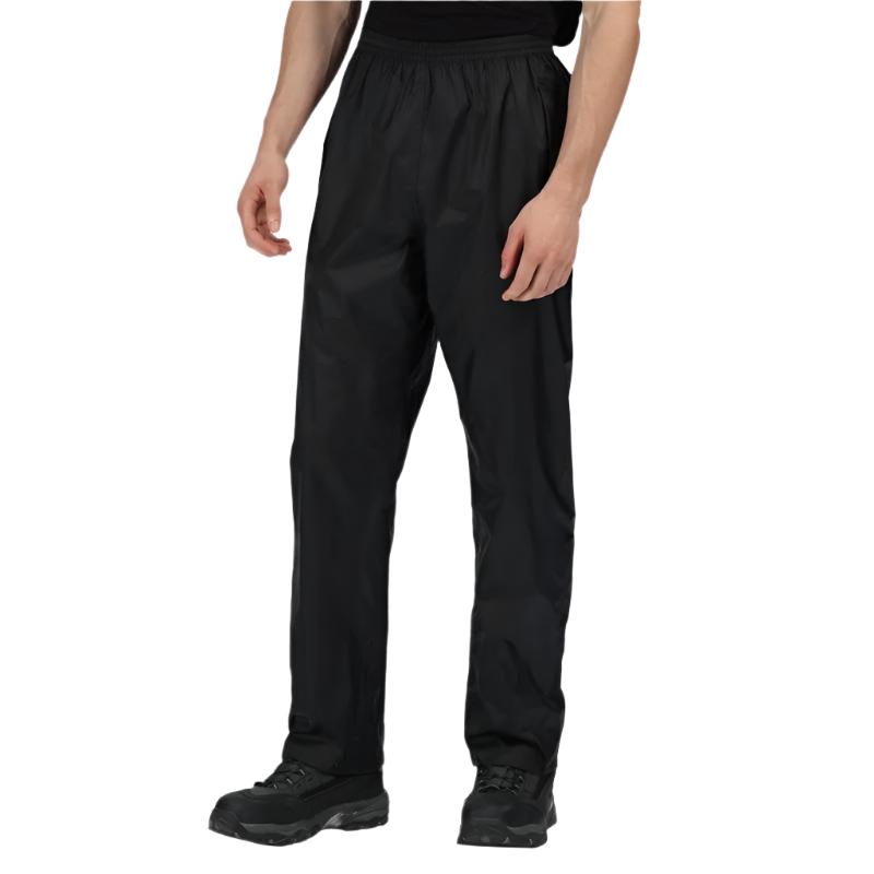 Regatta Mens Pro Packaway waterproof trouser - Black-Waterproof Trousers-Outback Trading